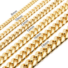 Amazon Wish Ebay Hot Sale Hip Hop Collar Factory Cabe de cadena cubana Collar Collar de acero inoxidable Joyería de oro